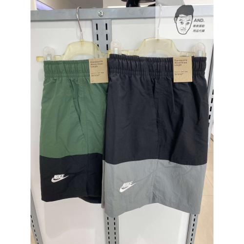 【AND.】NIKE NSW 拼接 雙色 刺繡 LOGO 短褲 海灘褲 男款 黑/綠 FB7812-010/323