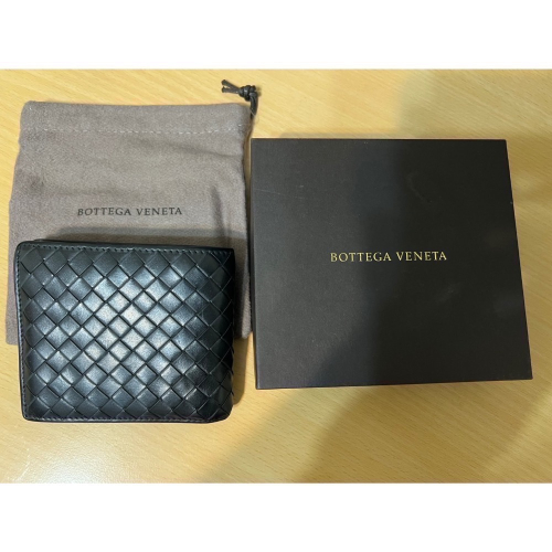 BV Bottega Veneta 八卡皮夾 黑色 短夾 經典編織 對開 Bv短夾