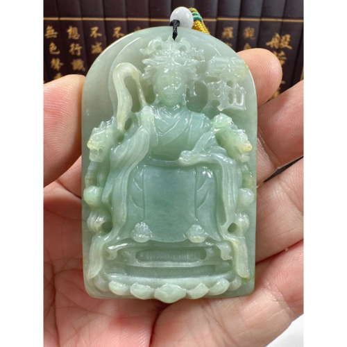 天然翡翠A貨-九天玄女立體厚庄玉牌掛件 商品編號071801