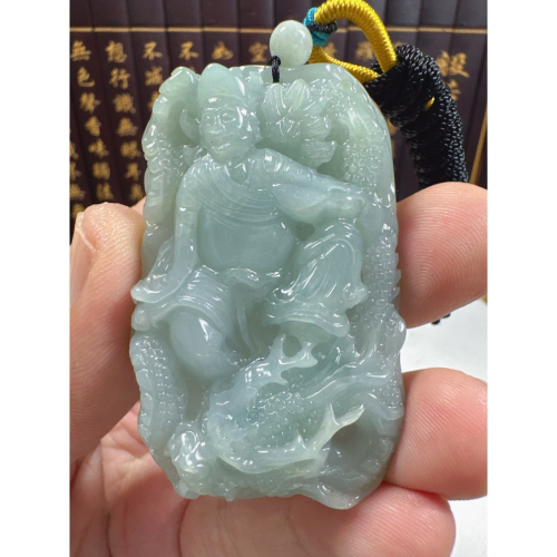 天然翡翠A貨-乘龍濟公活佛立體厚庄掛件 商品編號071804