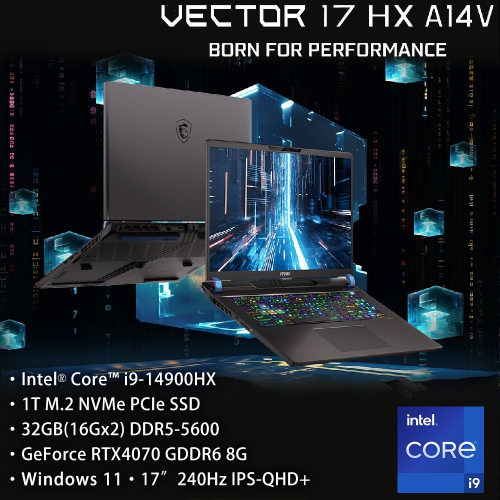 MSI Vector 17 HX A14VGG 208TW i9-14900HX 32G RTX4070 1T 全省提貨
