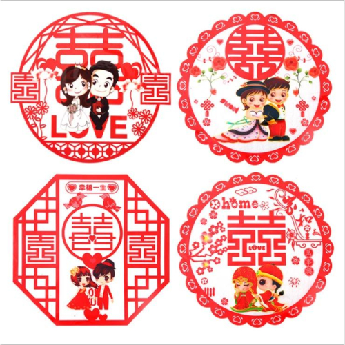 ??*辰軒百貨*現貨*30CM彩色結婚靜電貼.喜貼