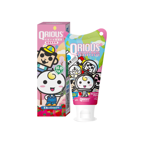 草莓? 吞嚥ok含氟 QRIOUS 奇瑞斯紫錐菊護齒兒童牙膏 寶寶第一條牙膏