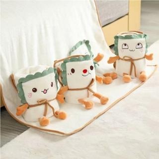 萌系~麵包午睡毯 毛毯 舒眠 白眼/開心/害羞/撇嘴 辦公室午睡毯 童毯 卷毯 捲毯 大毯子 被子 保暖被 毯子