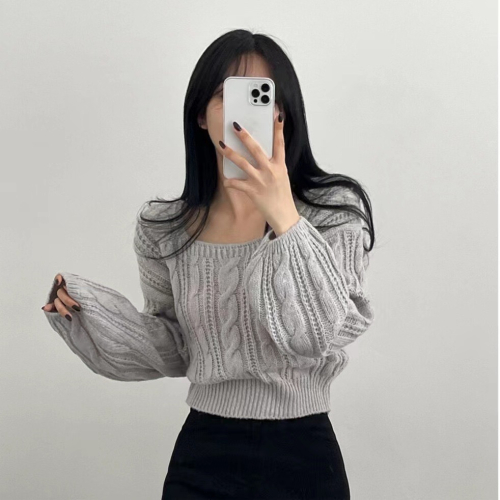 ?????現貨｜韓國??方領麻花針織衣 百搭女毛衣 上衣(3colors)