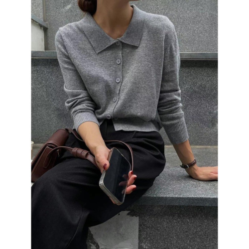 ?????韓國??現貨｜翻領羊毛針織開衫 女毛衣