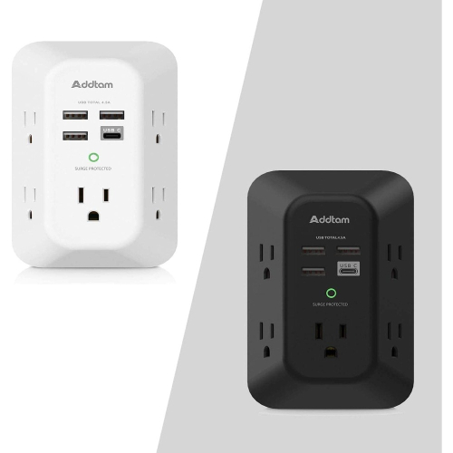 【竭力萊姆】現貨 美國原裝 Addtam USB-C 壁式充電器 夜燈 3A 5插座 4USB 電湧保護 延長線