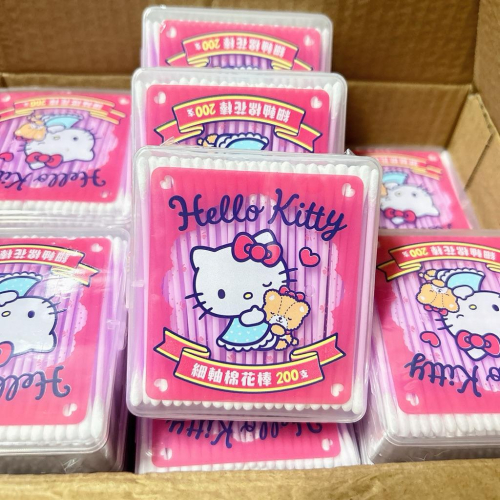 ［現貨 實拍］森然小舖 台灣出貨 正版 Hello Kitty 細軸棉花棒200支 化妝必備 正版 棉花棒 居家必備