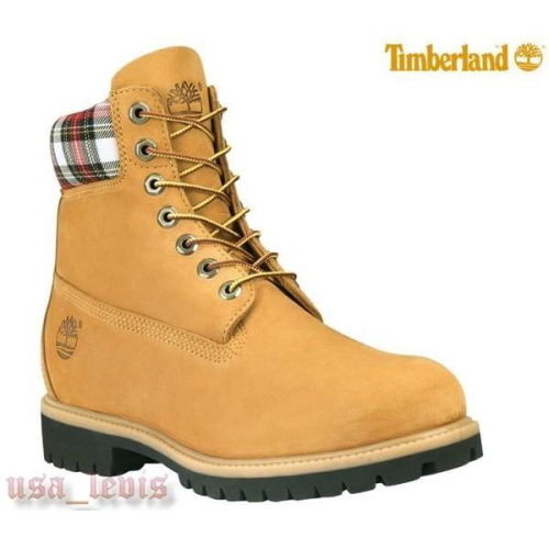 【美國LEVI S專賣】現貨10M優惠TIMBERLAND WOOLRICH 10061黃靴紅白羊毛格紋麂皮經典防水短靴