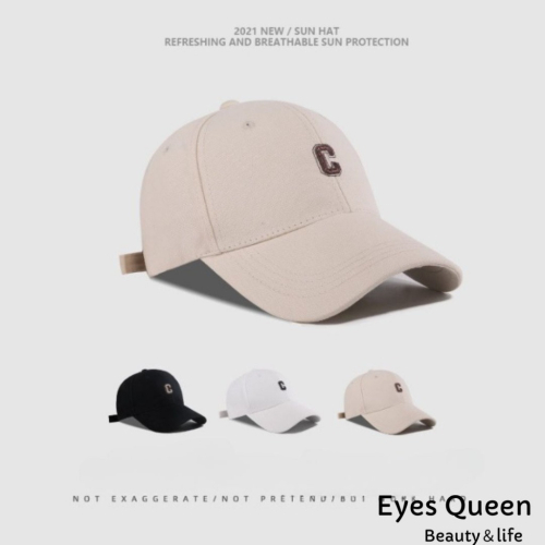 [Eyes Queen] 現貨 C字刺繡硬頂棒球帽 遮陽帽 棒球帽 鴨舌帽 帽子女 硬頂棒球帽 帽子 立體C字棒球帽