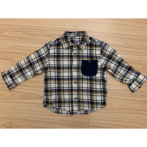 二手很新 NET 兒童幼兒寶寶格紋法蘭絨襯衫 80cm
