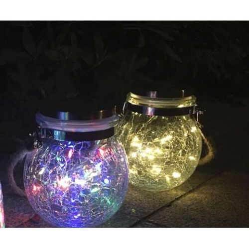 ??四月科技能源?光控太陽能燈 新款防水太陽能庭院燈別墅花園法式裝飾裂紋玻璃掛燈景觀佈置A0455-2[03-3]