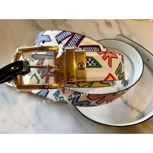 【美國直購正品】Michael Kors 滿版 可翻轉雙面皮帶 MK 美國代購 送禮 情人節 送女友