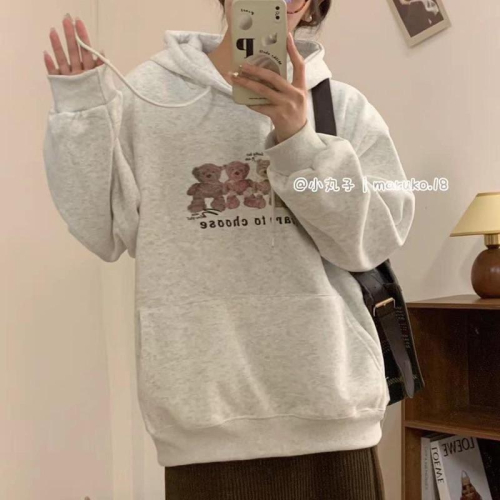 現貨? 兔子魚║803 小丸子家 布偶熊 熊熊 小熊 大學t 衛衣 大尺碼 刷絨棉t 寶寶絨 寬鬆t 寬鬆上衣