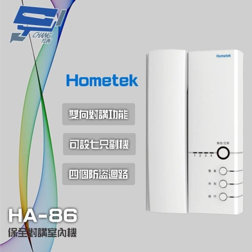 昌運監視器 Hometek HA-86 保全對講室內機 雙向對講 可設七只副機 四個防盜迴路