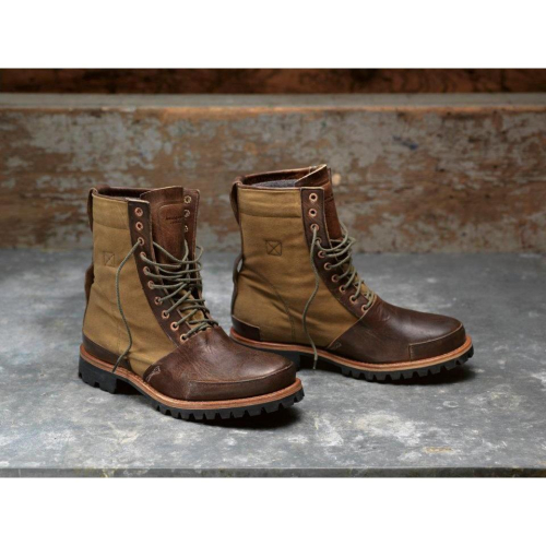 原價破萬賠售【TIMBERLAND】全手工頂級Boot Company Tackhead帆布拼接皮革8吋靴10M