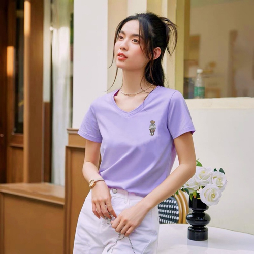 Polo RL T恤 上衣 高級天絲，圓領V領顯臉小上衣 80支絲光棉，胸口可愛萌刺繡小熊?短袖T恤！四色S/M/L/X