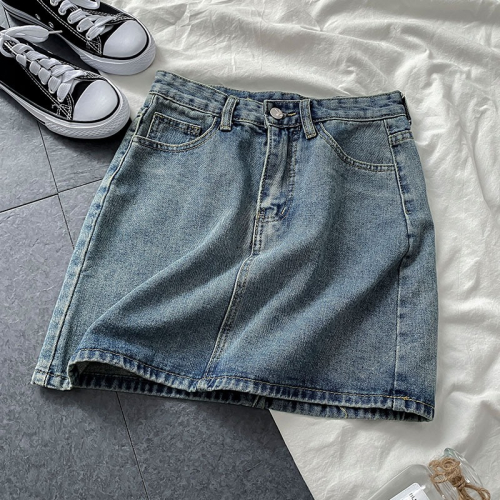 牛仔半身裙女夏季薄款新款高腰顯瘦小個子辣妹a字包臀短裙