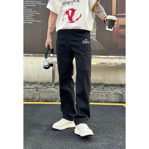 Vivienne Westwood 牛仔褲 土星logo時尚百搭休閒 水洗男士牛仔長褲 百搭 舒適休閒時尚 顯瘦！ S