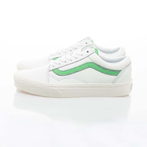 [unclev1966] Vans Old Skool 白皮革 白色 綠線 滑板鞋 男女款