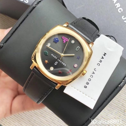 MARC JACOBS手錶 馬克女生石英錶 黑色皮帶錶 時尚潮流女生腕錶 休閒通勤女錶 MJ手錶 學生手錶 MJ1597