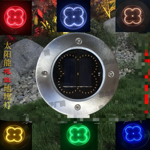 ☆四月科技能源☆新款光控太陽能燈 太陽能4朵花50LED花型地埋燈草坪燈花園燈A0321-4