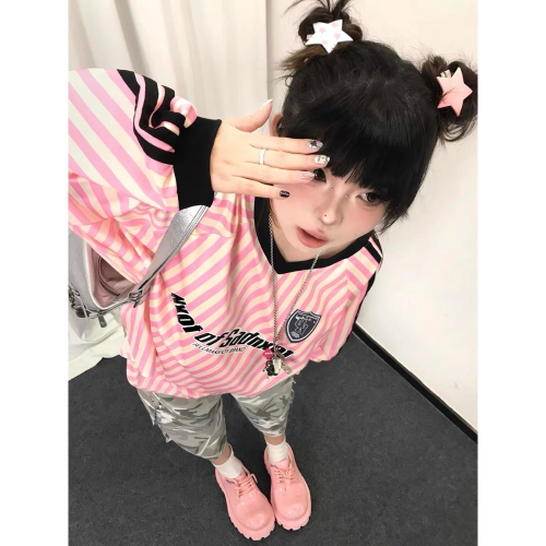 美式條紋長袖上衣