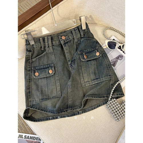 高腰顯瘦a字復古包臀牛仔半身短裙