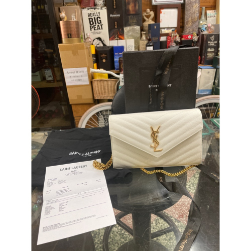 二手精品 YSL 聖羅蘭 377828鏈條包 肩背包 斜背包 單肩包 斜挎包 信封包