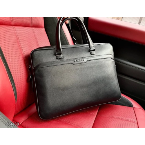 【GUCCI】古馳GG牛皮男士出差公事包大容量商務休閒手提包單肩斜挎包素色簡約父親節情人節生日禮物送領導上班出差必備