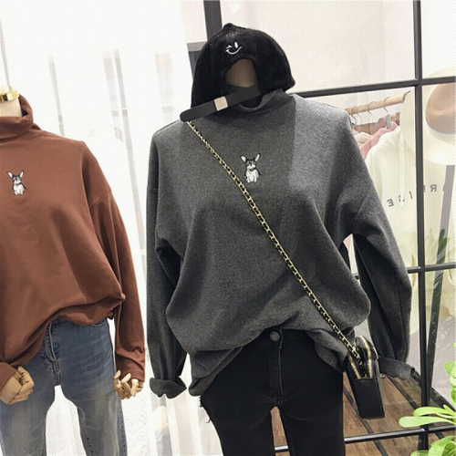 雙面德絨發熱高領打底衫女秋冬季韓版洋氣修身內搭學生長袖上衣服