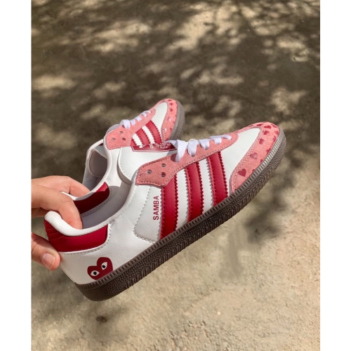 ?adidas Samba X COMME DES GARCONS CDG川久保玲聯名款 ｜休閒鞋 ｜紅白粉色｜紅色｜