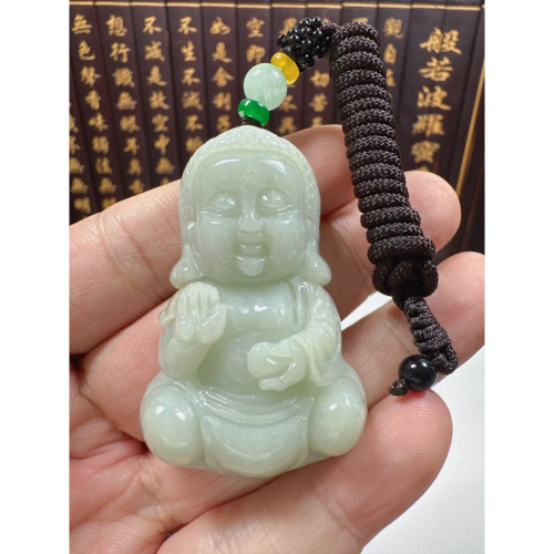 天然翡翠A貨-可愛佛祖寶寶佛厚庄掛件 商品編號070308