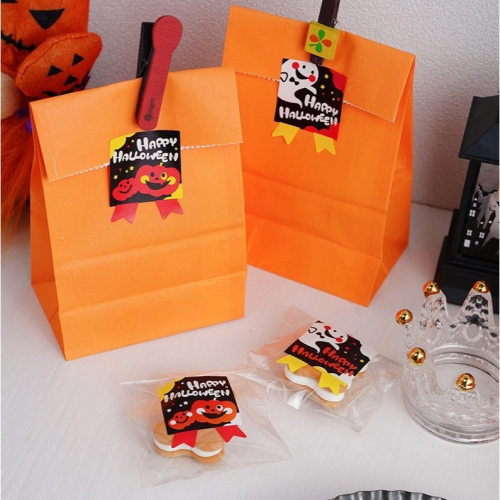 ▪5張入/共40枚▪萬聖節裝飾牆貼/萬聖節裝飾貼紙/Happy Halloween節日派對蜘蛛蝙蝠方形貼紙/手帳貼紙