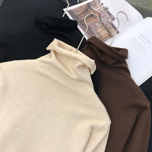 雙面德絨高領打底衫女長袖韓版洋氣修身內搭加絨加厚發熱上衣