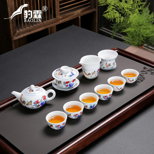 功夫泡茶具套裝陶瓷家用成化鬥彩雞缸杯茶杯茶壺蓋碗辦公室會客廳
