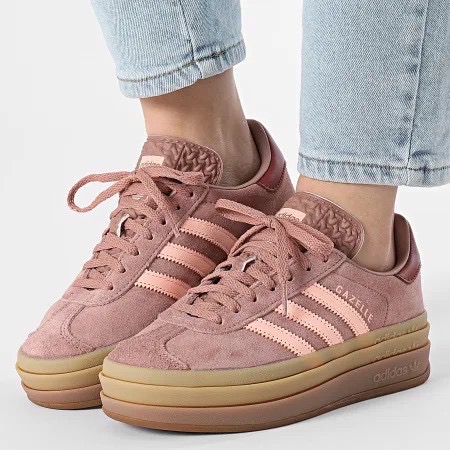 ?adidas GAZELLE BOLD休閒鞋 豆沙粉色｜豆沙色｜淺粉色｜暗紅色｜焦糖底｜皮革｜麂皮｜平底鞋｜增高鞋｜