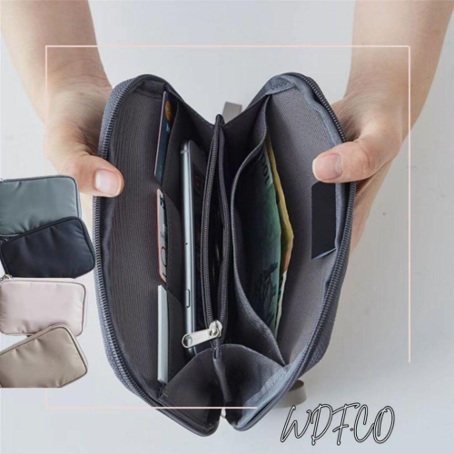 WDF.CO現貨｜2025韓國尼龍新款旅行護照包│卡灰黑3色多功能證件收納小包│防潑水尼龍包｜有雙拉鍊｜卡包｜硬幣包