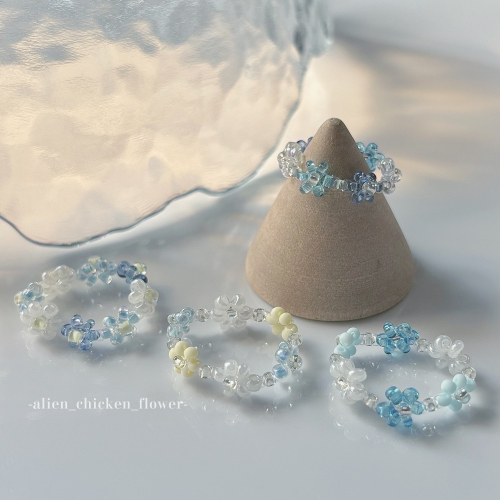 ????外星家ㄟ串珠戒指·͜· 冬季琉璃世界的雪花❄️