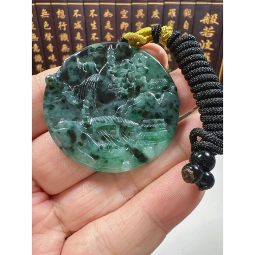 天然翡翠A貨-招財山水如意掛件 商品編號070206