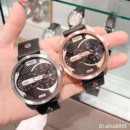DIESEL手錶 迪賽手錶男 男生手錶 時尚潮流皮帶錶 休閒運動男錶 DZ7307 DZ7317 炫酷雙時區計時石英錶男