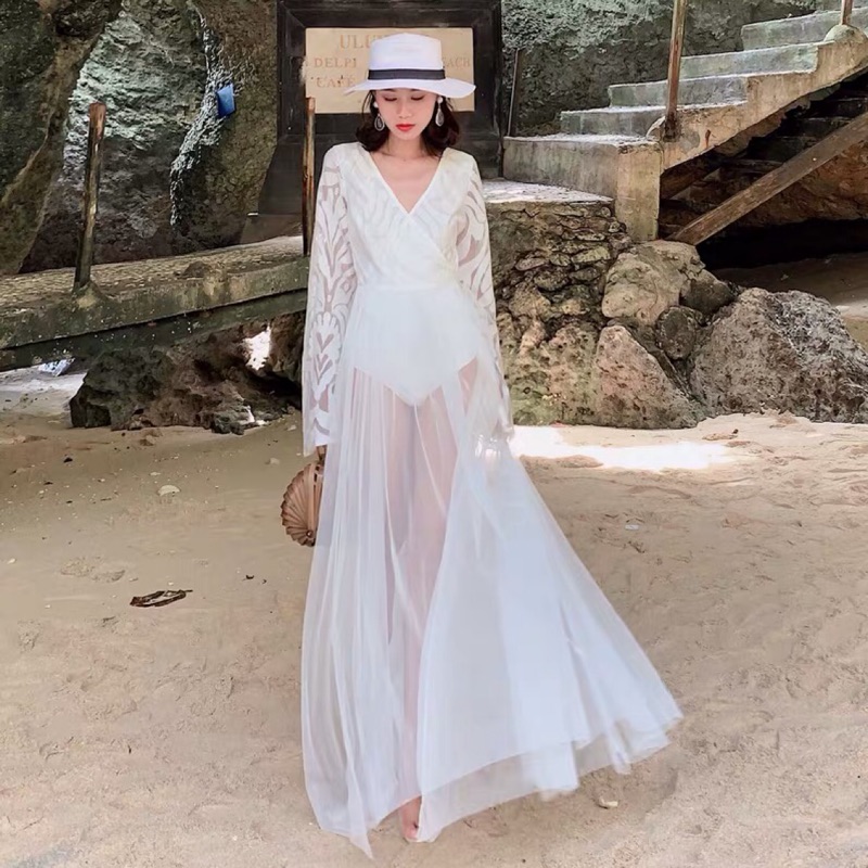 ❤️現貨在台 高質感 峇里島 馬爾代夫 海南三亞 泰國 海邊 度假 沙灘 仙女 網紗 顯瘦 連衣裙