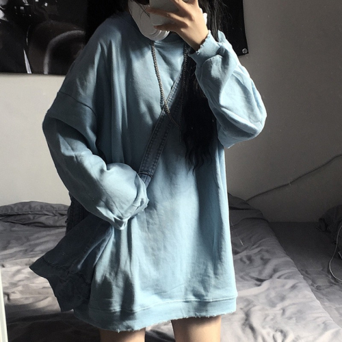 日系古著vintage鹽系衛衣女秋季韓版潮ins慵懶風bf學生寬松上衣服