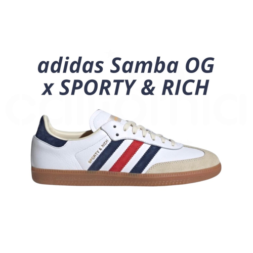 ?adidas SAMBA OG X SPORTY & RICH 休閒鞋 紅藍白色｜紅色｜深藍色｜白色｜米色｜焦糖底｜