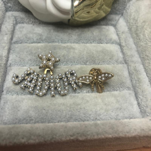DIOR 經典 不對稱 蜜蜂 JDIOR 珍珠 二手 耳環