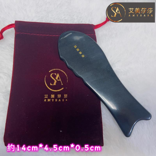 【艾美莎莎】特價精品 天然牛角刮痧板 牛角魚形 牛角魚型 牛角S撥筋刀 S刮痧板 面部刮痧 臉刮牛角按摩器 美容棒撥筋棒