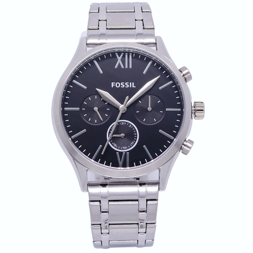 FOSSIL 美國最受歡迎頂尖運動時尚三眼造型腕錶-黑面-BQ2469M【桃園嚴選】