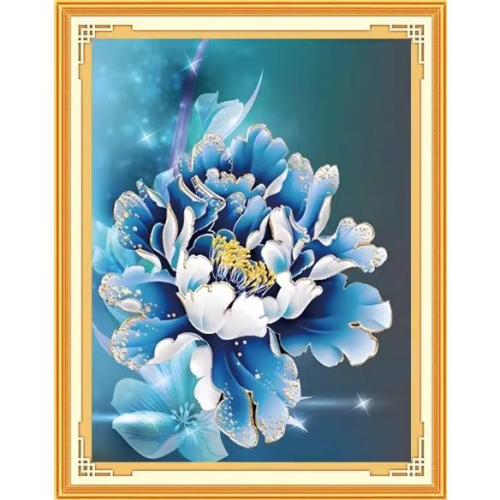 [臺灣現貨含運]十字繡材料包53*70cm中格三股 花開富貴 藍牡丹色 妖姬 掛畫風景 客廳新款臥室 手工 自己繡