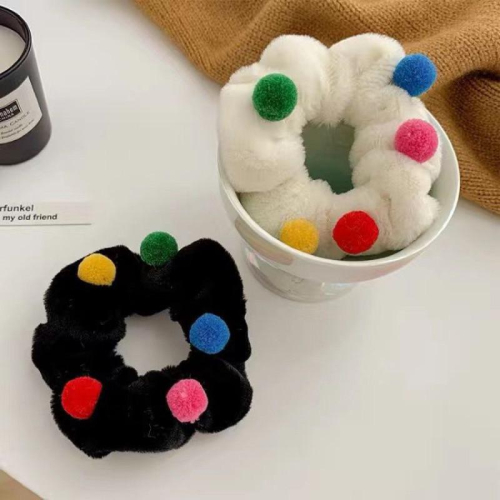 預購§嚴選好物♡撞色毛絨球糖果大腸圈 秋冬髮圈