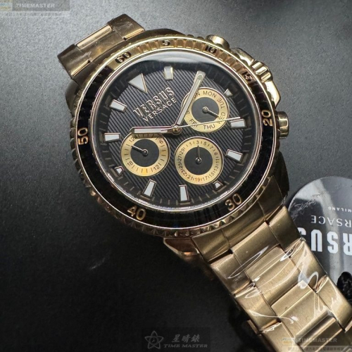 VERSUS VERSACE手錶,編號VV00398,46mm金色錶殼,金色錶帶款